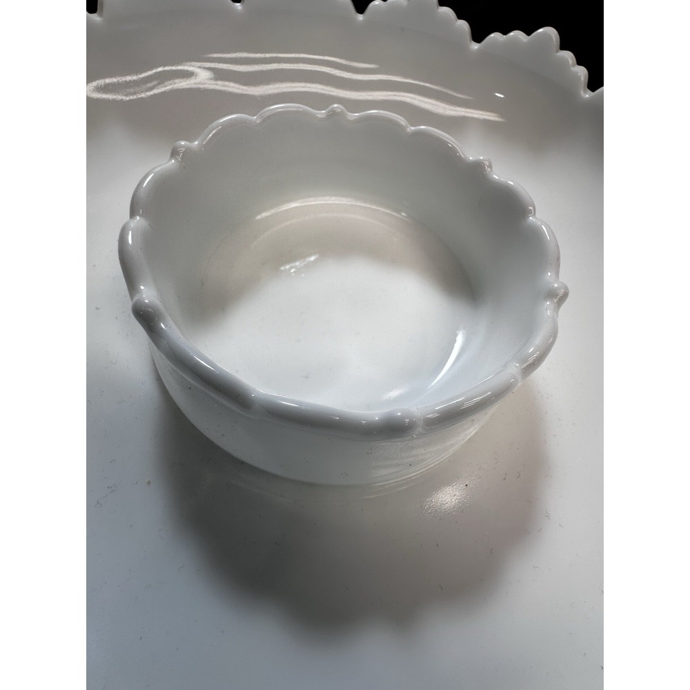 Fenton Hobnail Milk Glass Fluted‎ Edge Chip and Dip Bowl Or Candle Holder - Picture 9 of 14